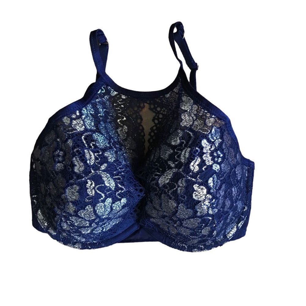 Adore Me bra bralette Navy silver lace New with tags 32DD padded push up